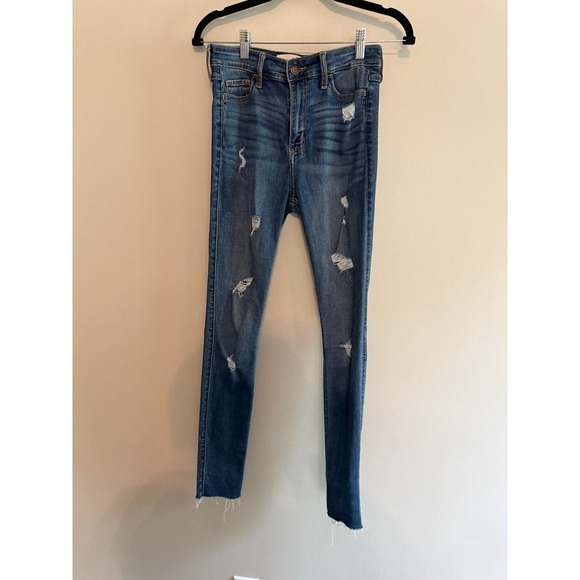 Hollister Denim - Hollister High Rise Super Skinny Jeans Distressed Medium Wash Women Sz 1R